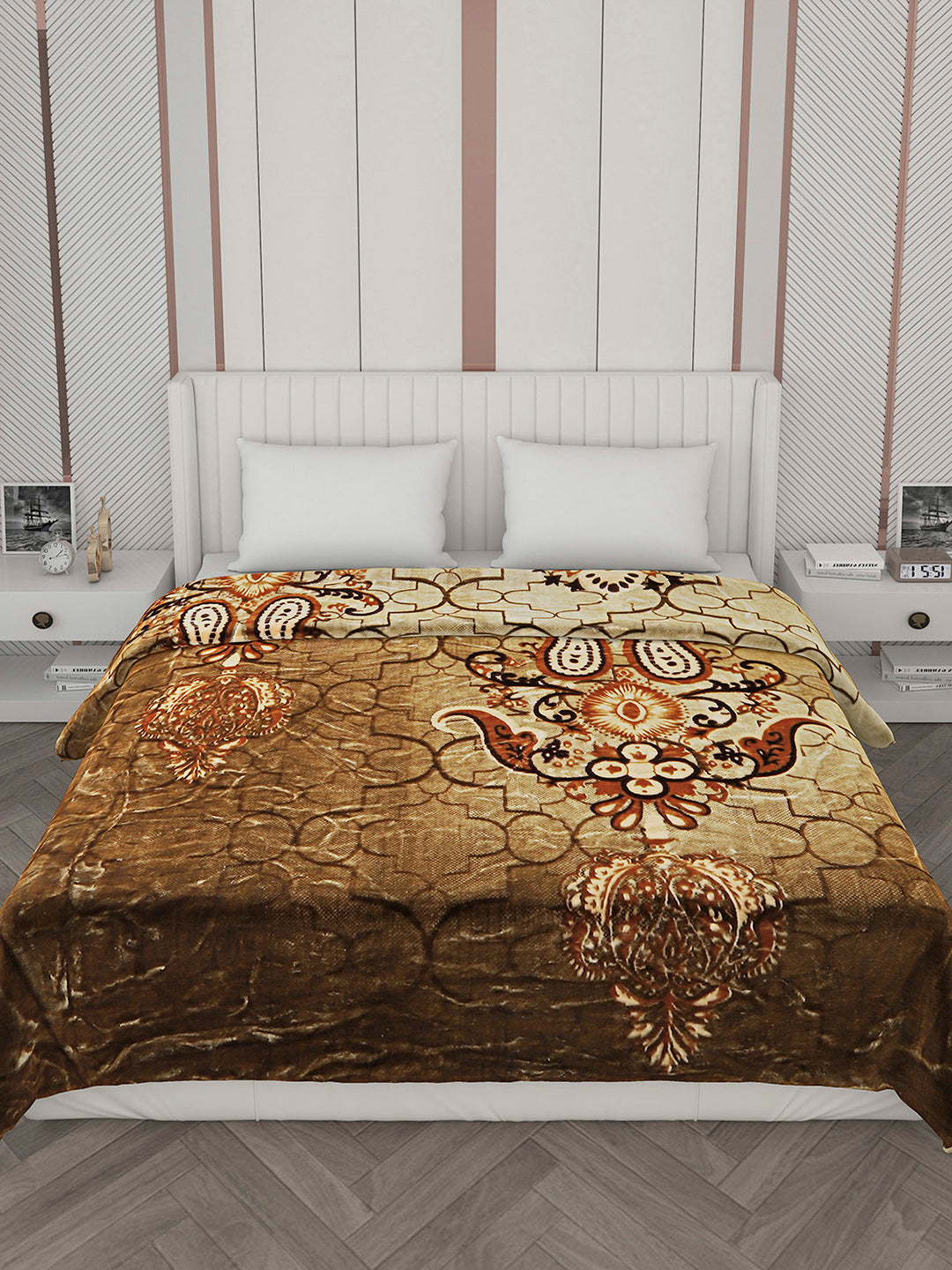 Printed Double Bed Blanket for Mild Winter -2 Ply