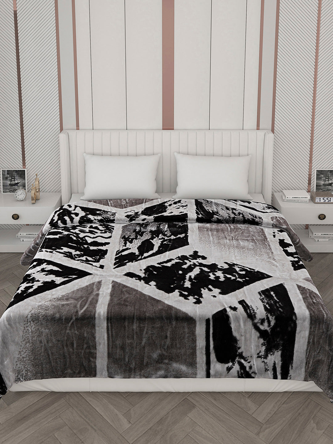 Printed Double Bed Blanket for Mild Winter -2 Ply