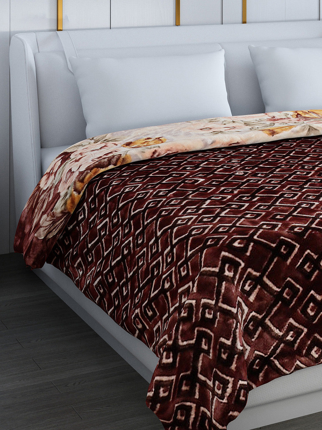 Printed Double Bed Blanket for Heavy Winter -3 Ply