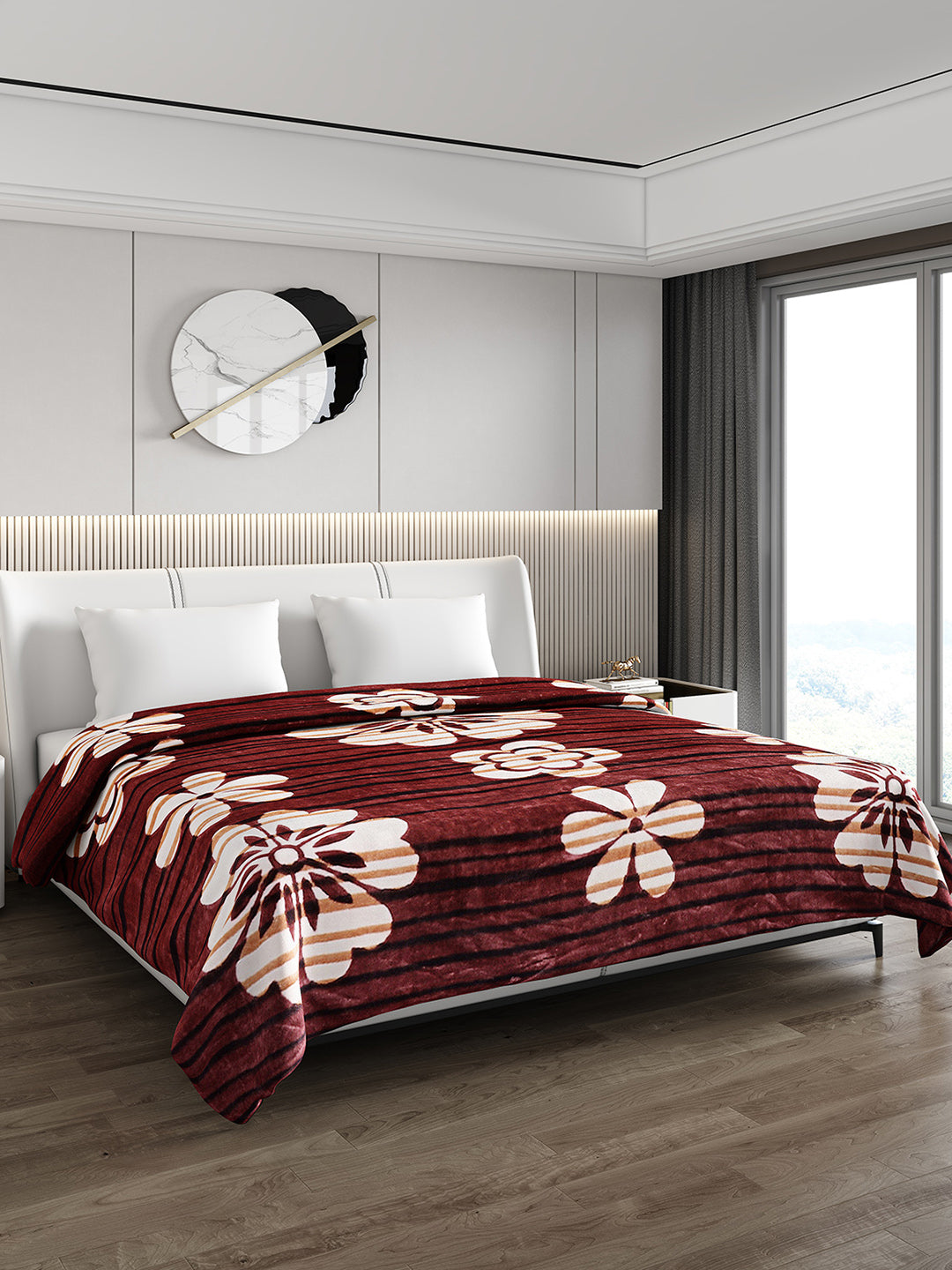 Printed Double Bed Blanket for Mild Winter -1 Ply