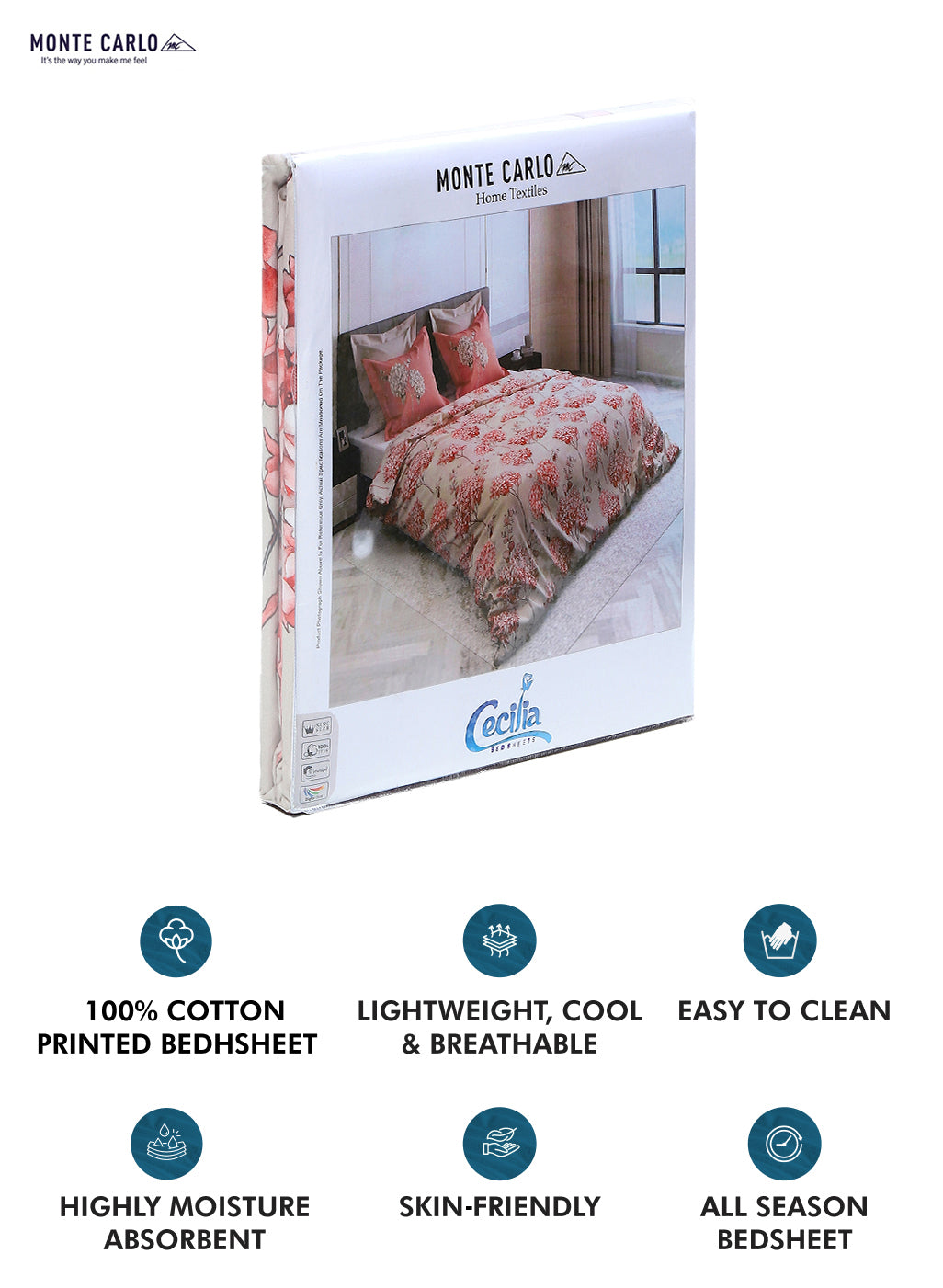 300 TC Cotton Double Bedsheet with 2 Pillow Covers