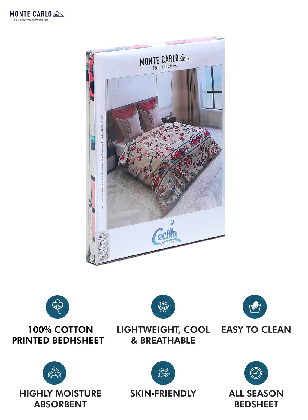 300 TC Cotton Double Bedsheet with 2 Pillow Covers