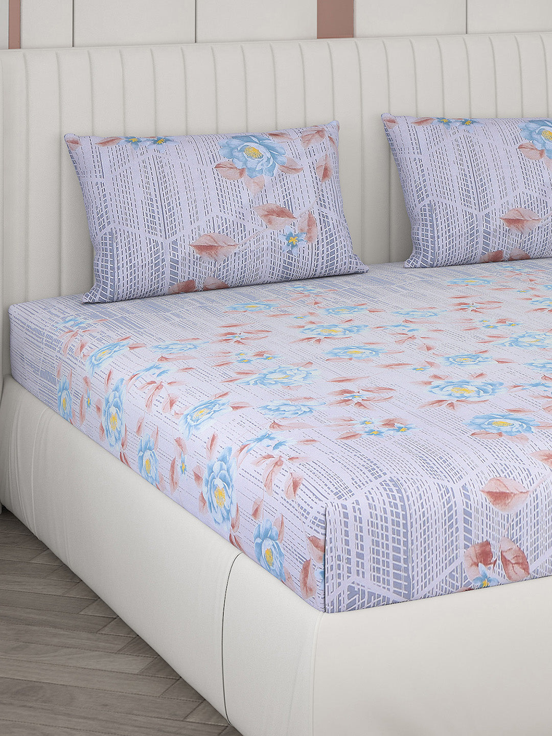 104 TC Cotton Double Bedsheet with 2 Pillow Covers