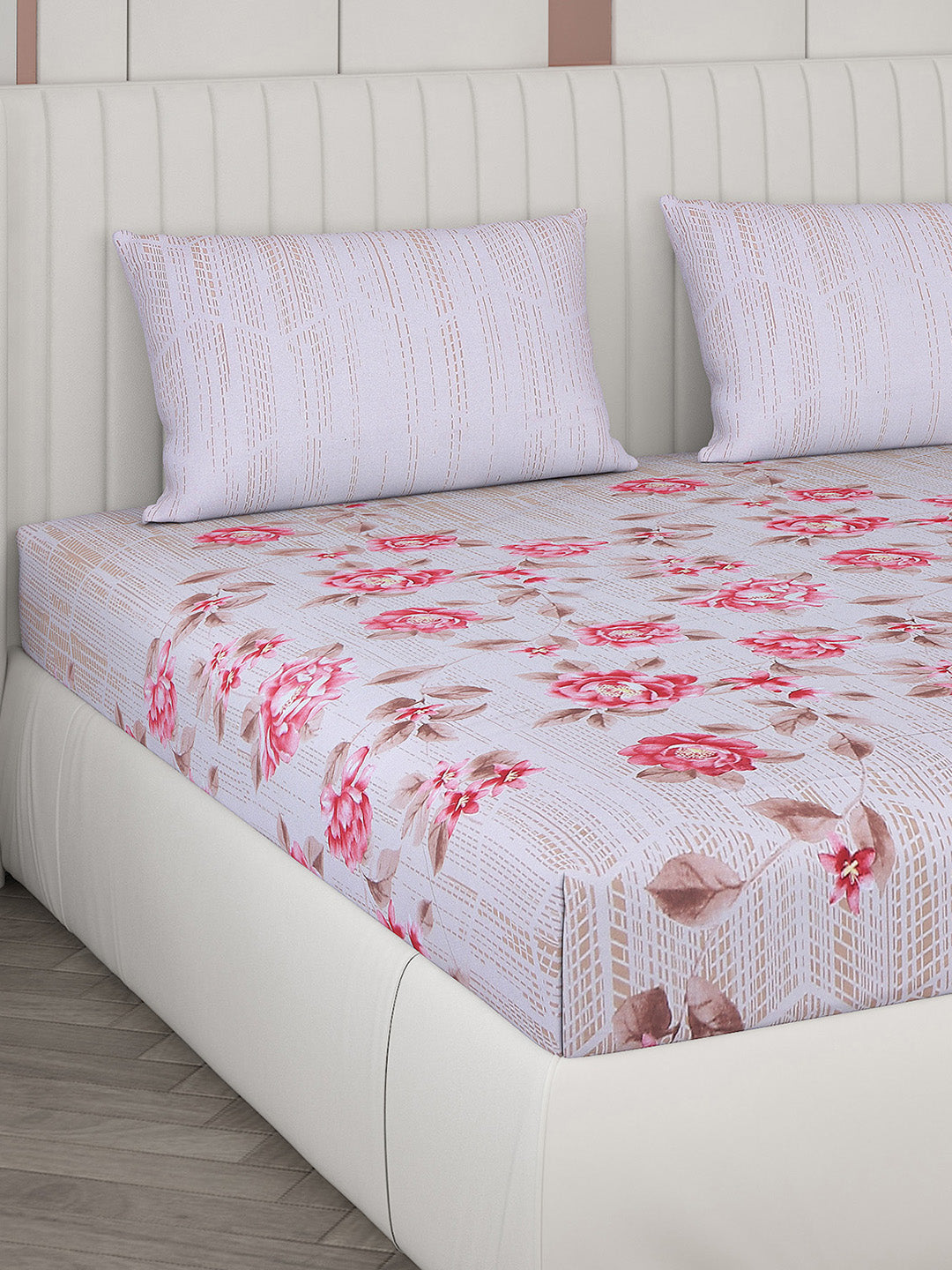 104 TC Cotton Double Bedsheet with 2 Pillow Covers