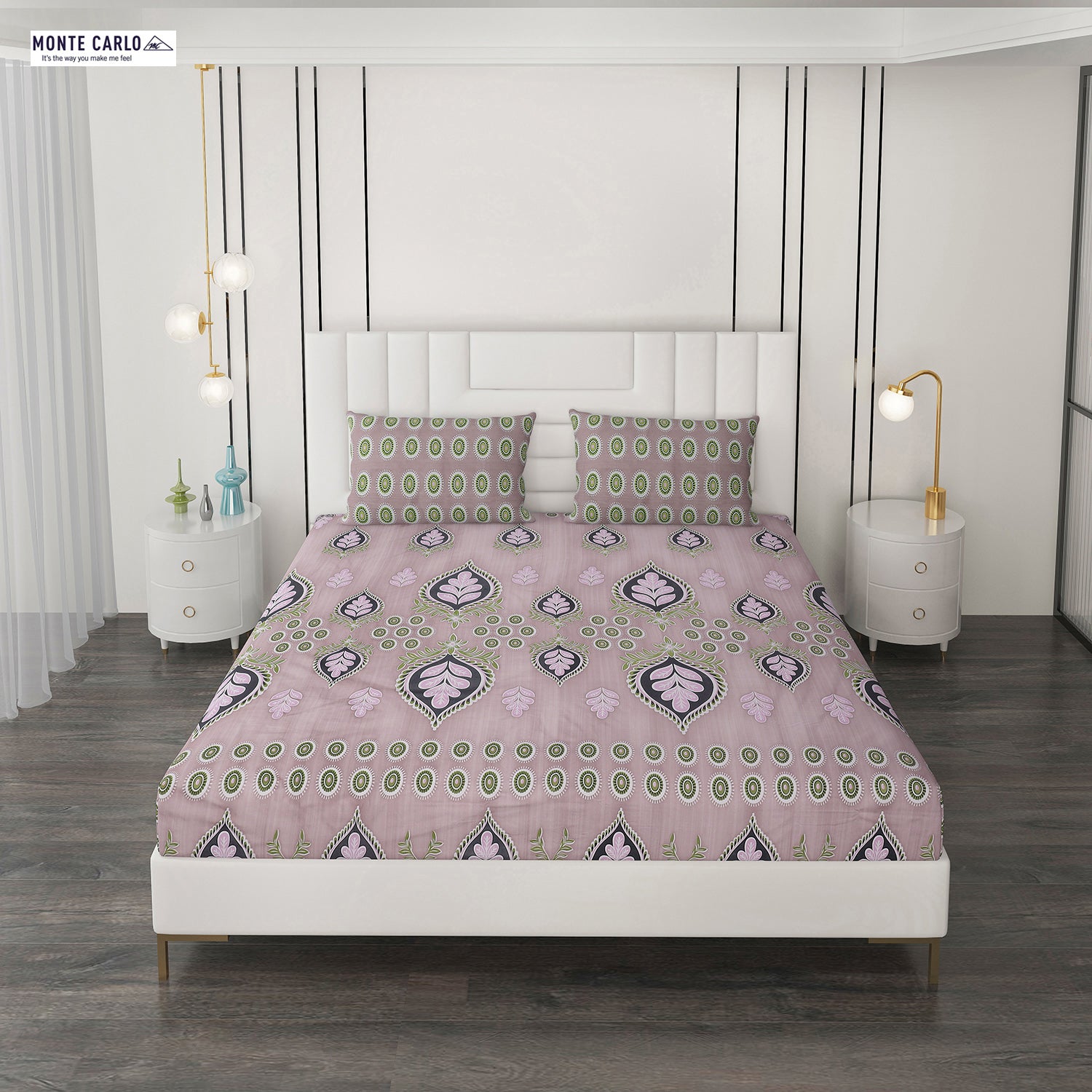 144 TC Cotton Double Bedsheet with 2 Pillow Covers