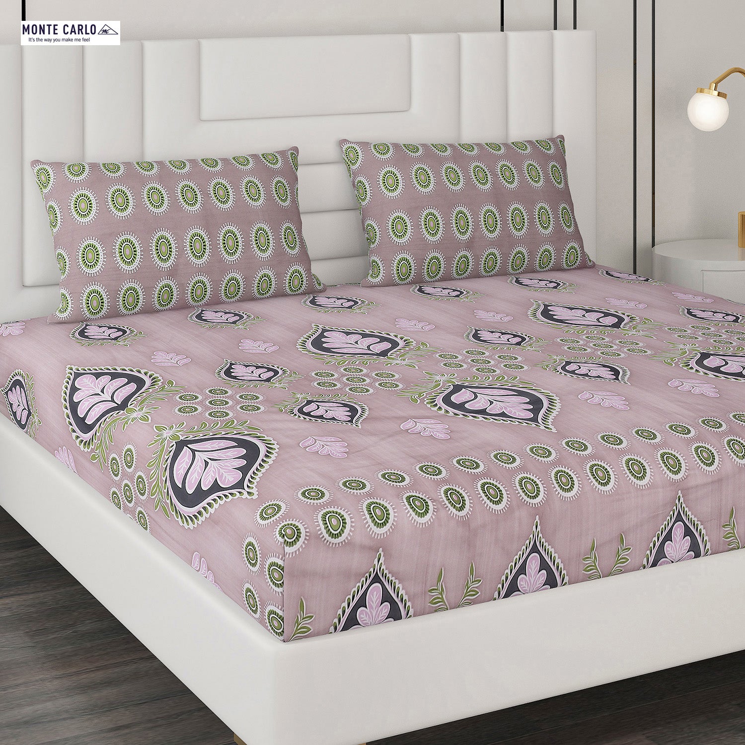 144 TC Cotton Double Bedsheet with 2 Pillow Covers