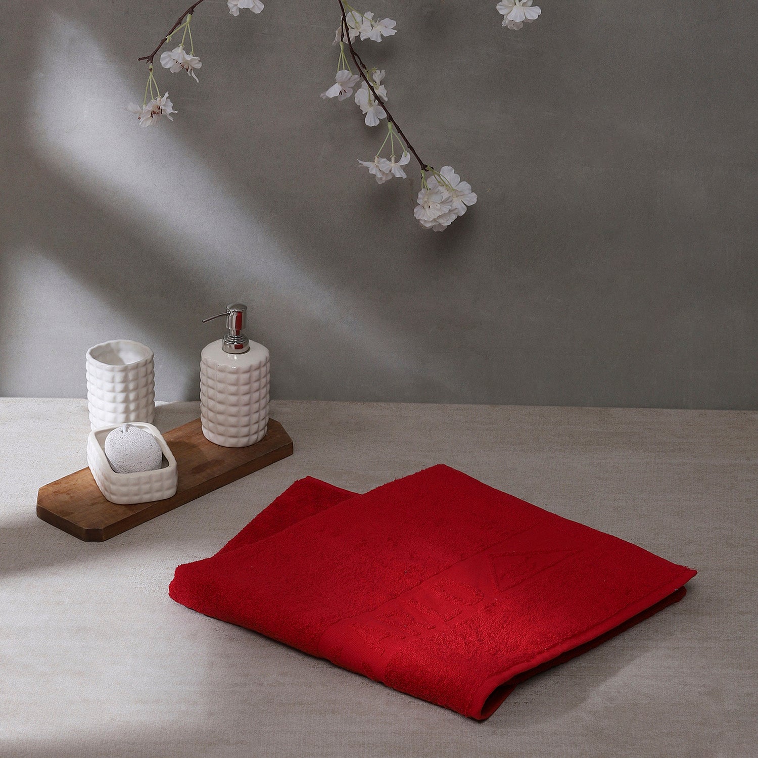 Red Cotton 525 GSM Bath Towel