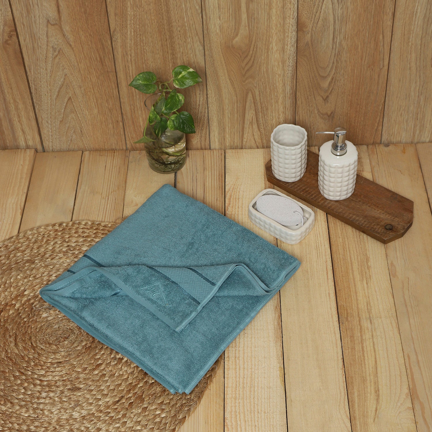 Blue Cotton 450 GSM Bath Towel