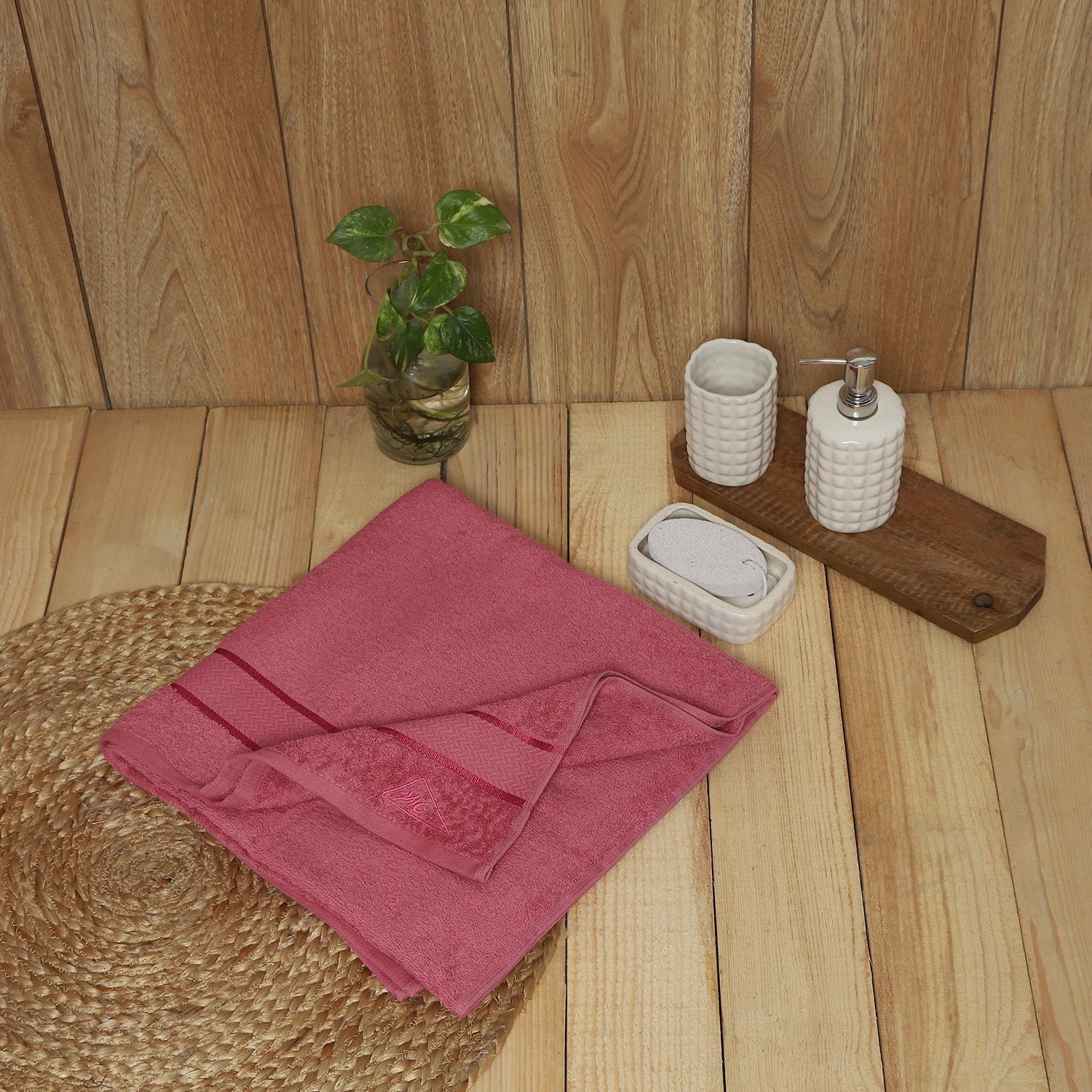 Pink Cotton 450 GSM Bath Towel