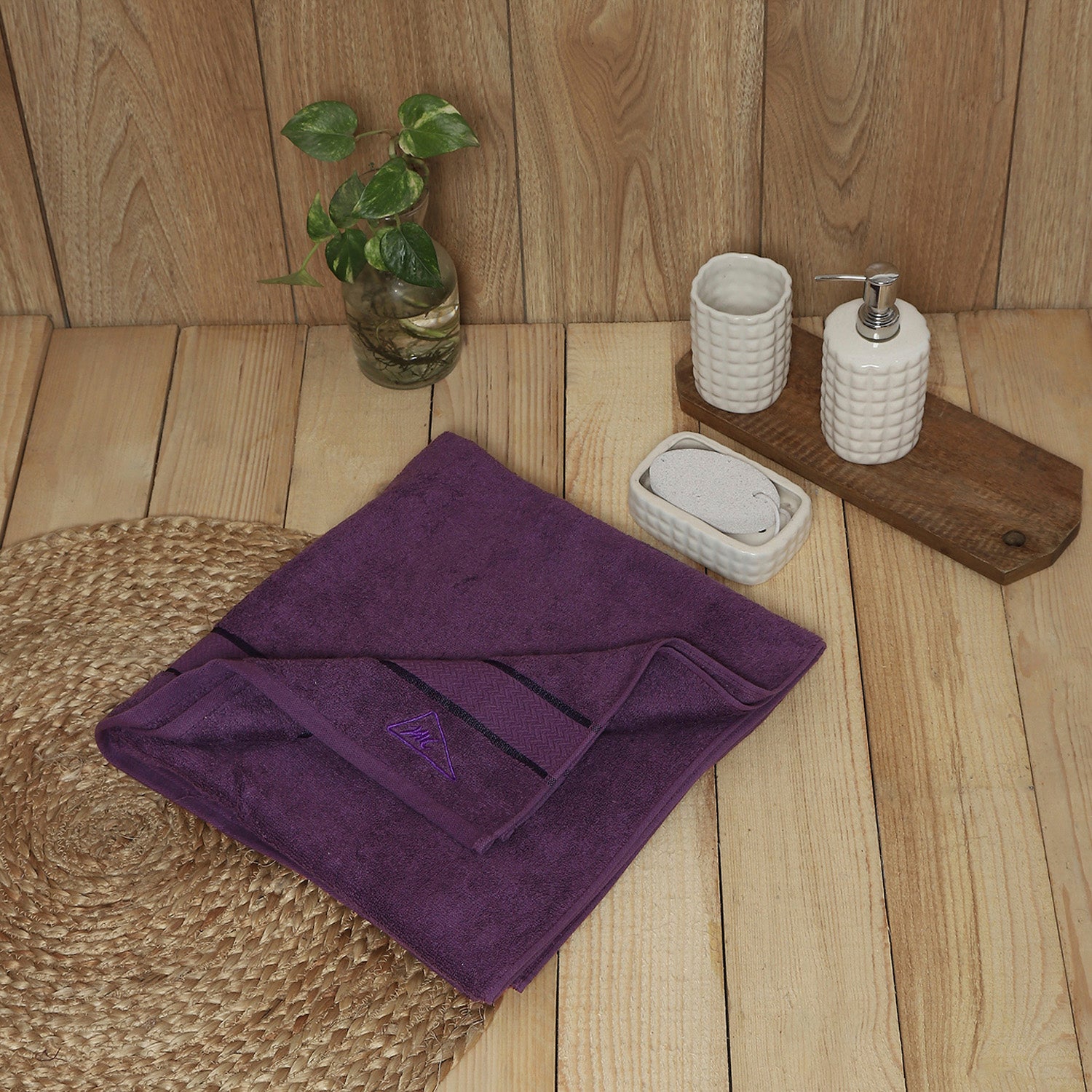 Purple Cotton 450 GSM Bath Towel