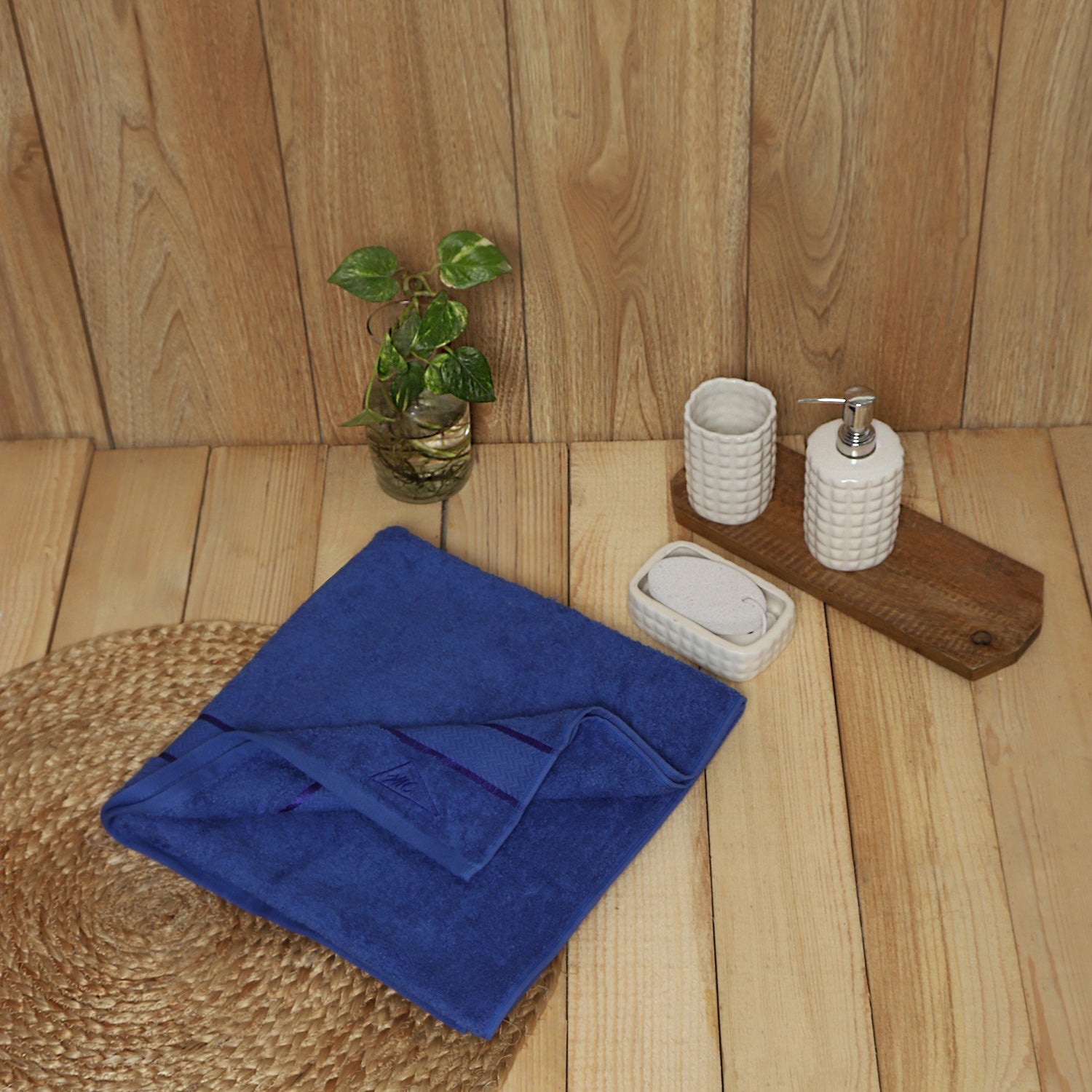 Blue Cotton 450 GSM Bath Towel