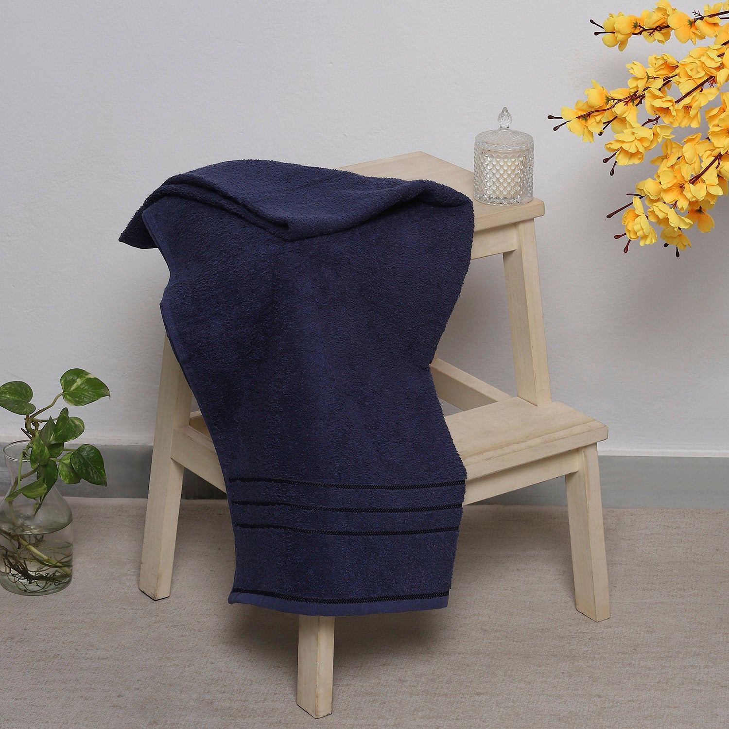 Navy Blue Cotton 350 GSM Bath Towel