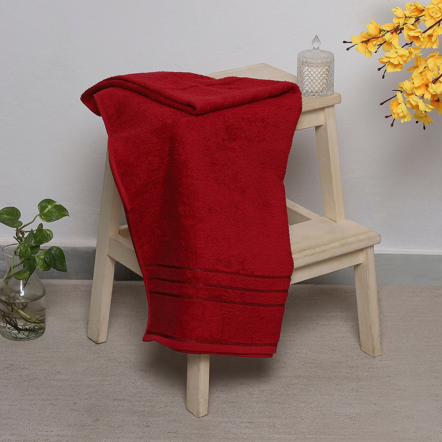 Red Cotton 350 GSM Bath Towel