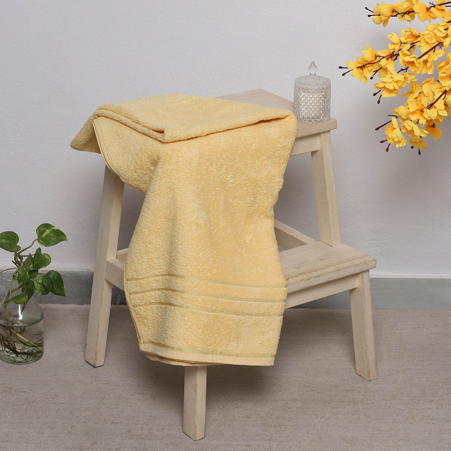 Yellow Cotton 350 GSM Bath Towel