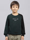 Boys Green Printed Round Neck Full Sleeve Sweatshirt