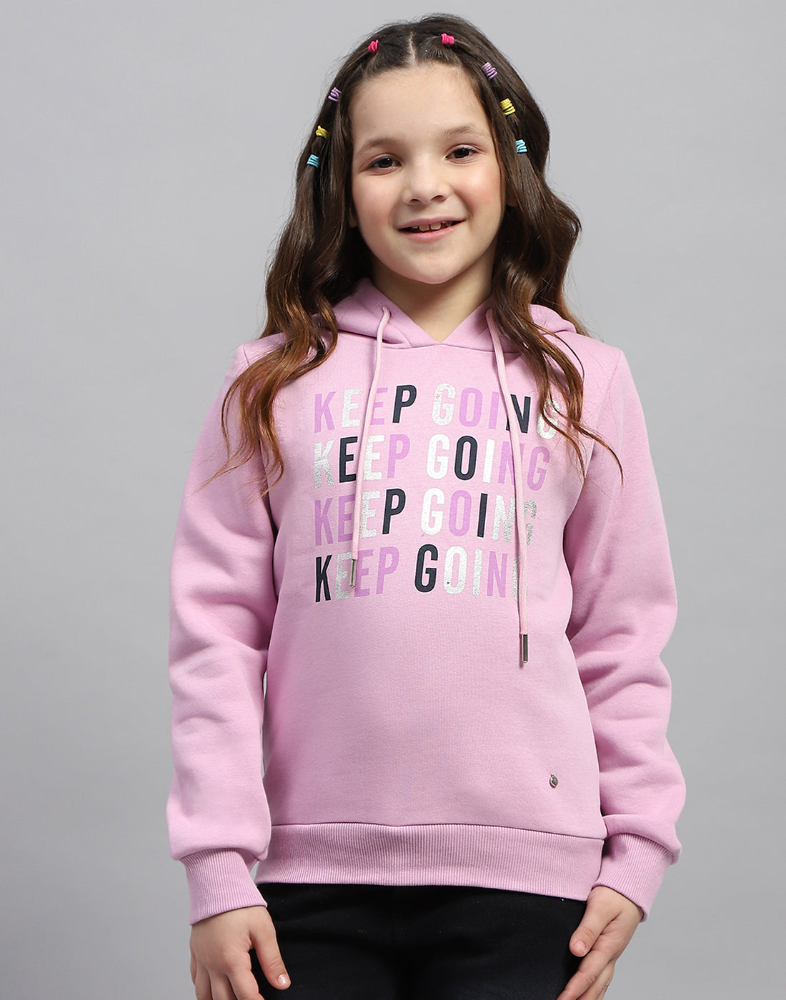 Girls Purple Solid Hooded Full Sleeve Sweatshirt