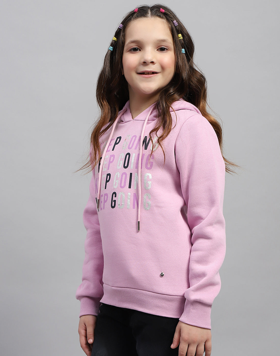 Girls Purple Solid Hooded Full Sleeve Sweatshirt