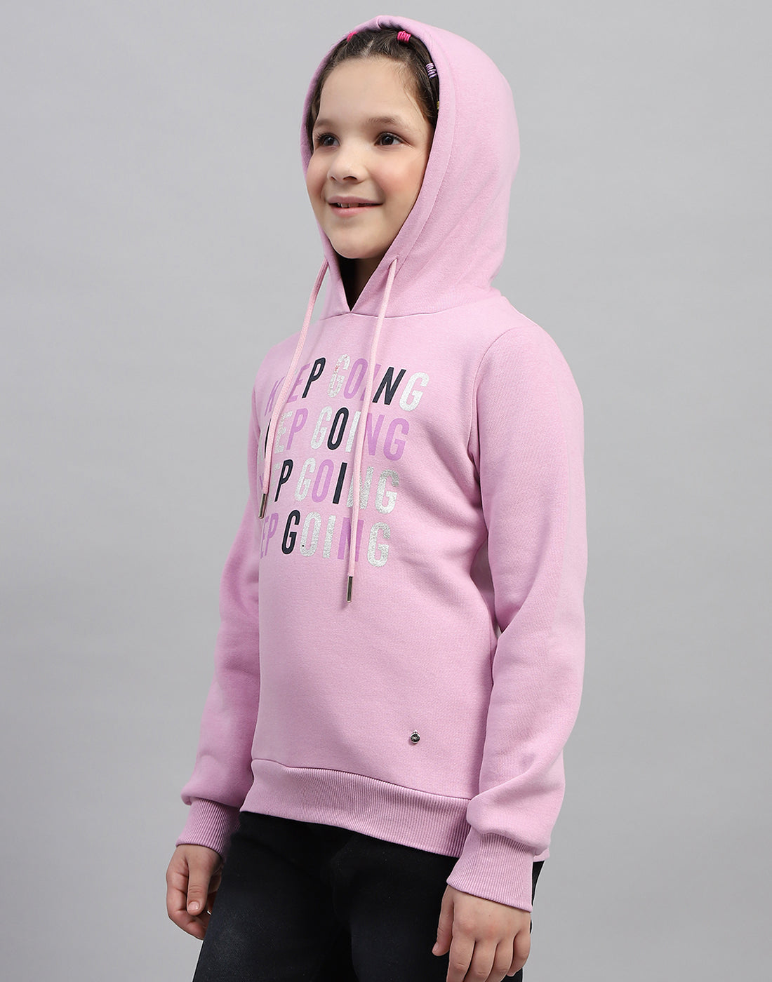 Girls Purple Solid Hooded Full Sleeve Sweatshirt