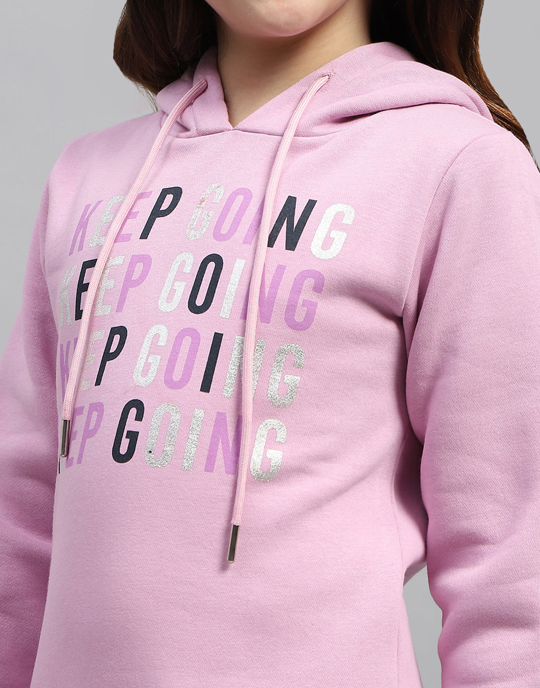 Girls Purple Solid Hooded Full Sleeve Sweatshirt