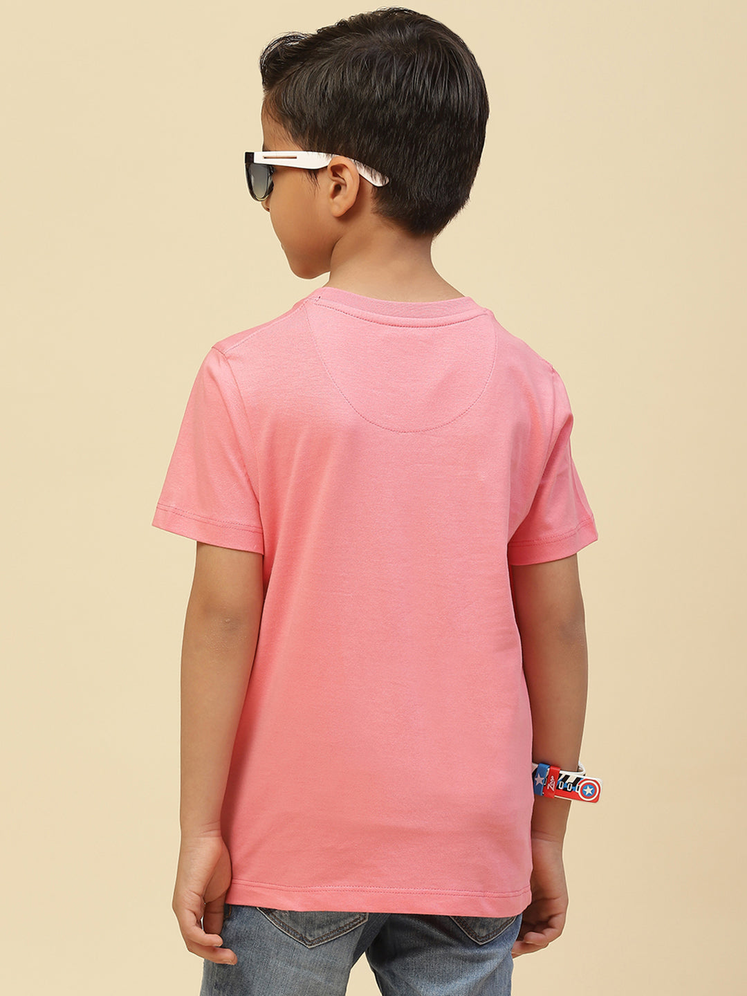 Boys Black & Pink Printed Round Neck Half Sleeve T-Shirt (Pack of 2)