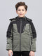 Boys Olive Solid Detachable Hood Full Sleeve Jacket