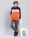 Boys Orange Printed Hooded Full Sleeve Sweatshirt