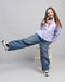 Girls Purple Solid High Neck Full Sleeve Jacket