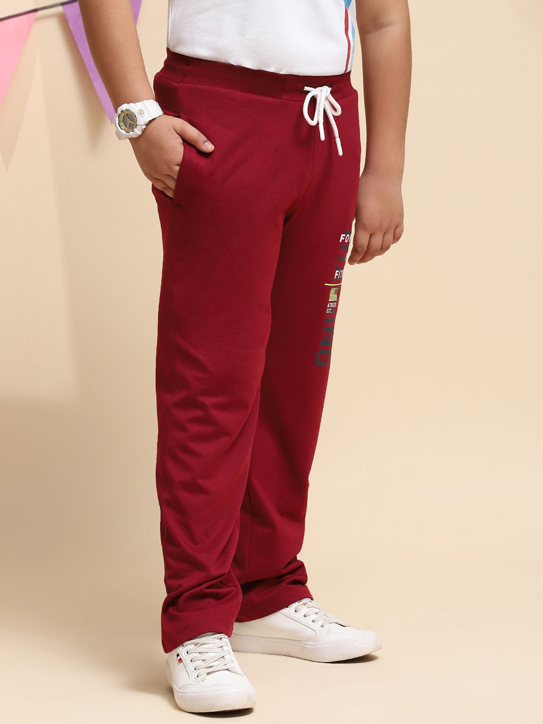 Boys Maroon Regular Fit Lower