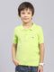 Boys Green Solid Collar Half Sleeve T-Shirt