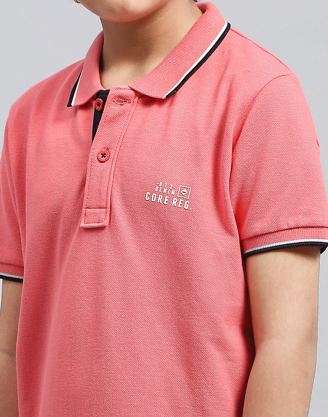 Boys Pink Solid Polo Collar Half Sleeve T-Shirt