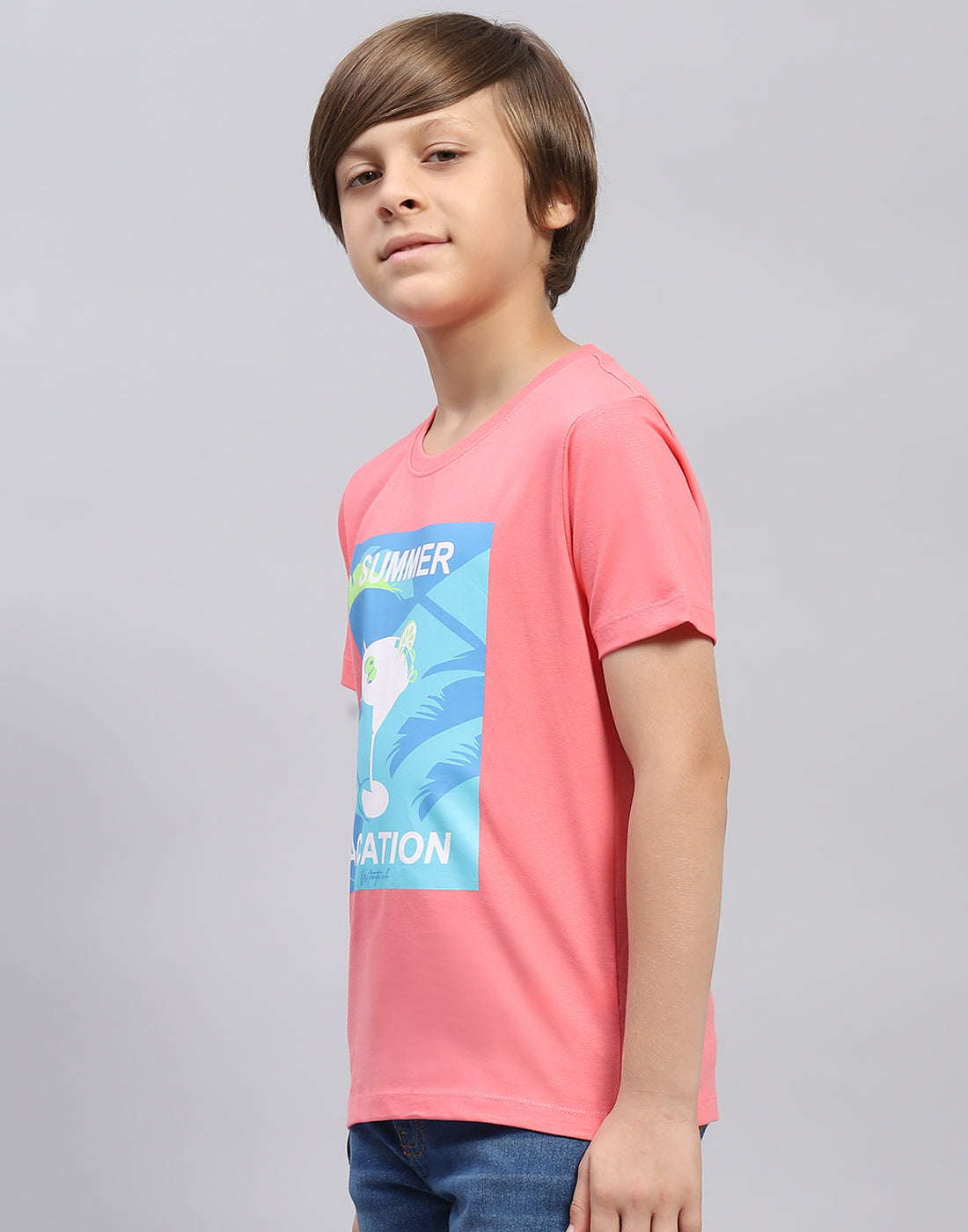 Boys Pink & Black Printed Round Neck Half Sleeve T-Shirt (Pack of 2)