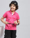 Boys Pink Solid Polo Collar Half Sleeve T-Shirt