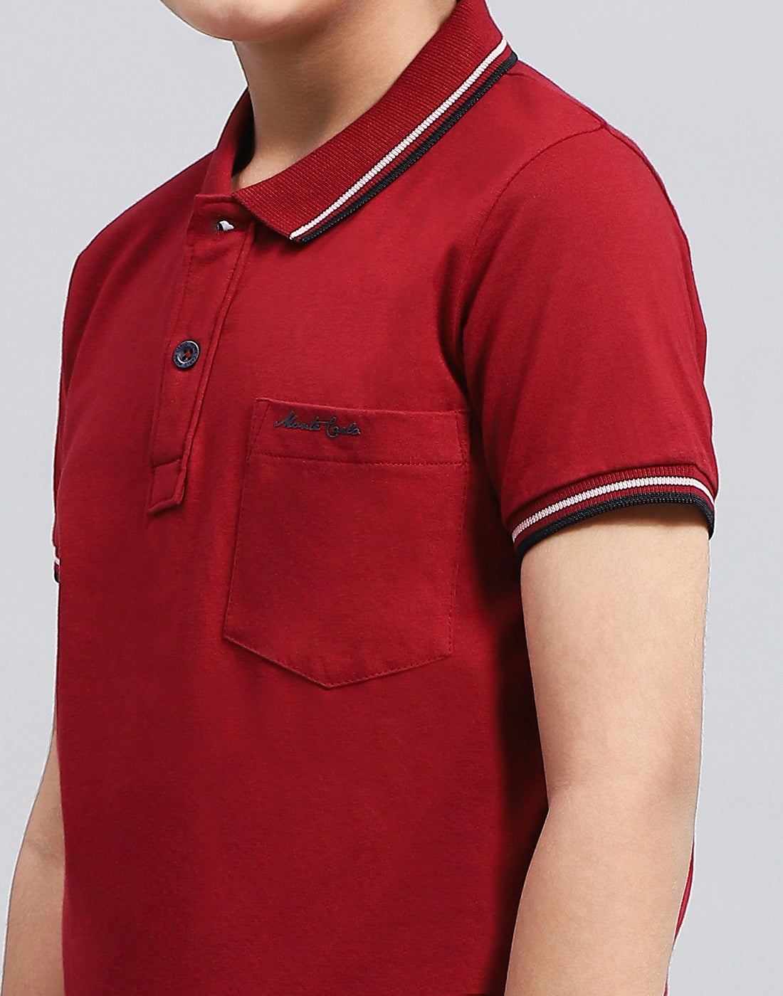 Boys Maroon Solid Polo Collar Half Sleeve T-Shirt