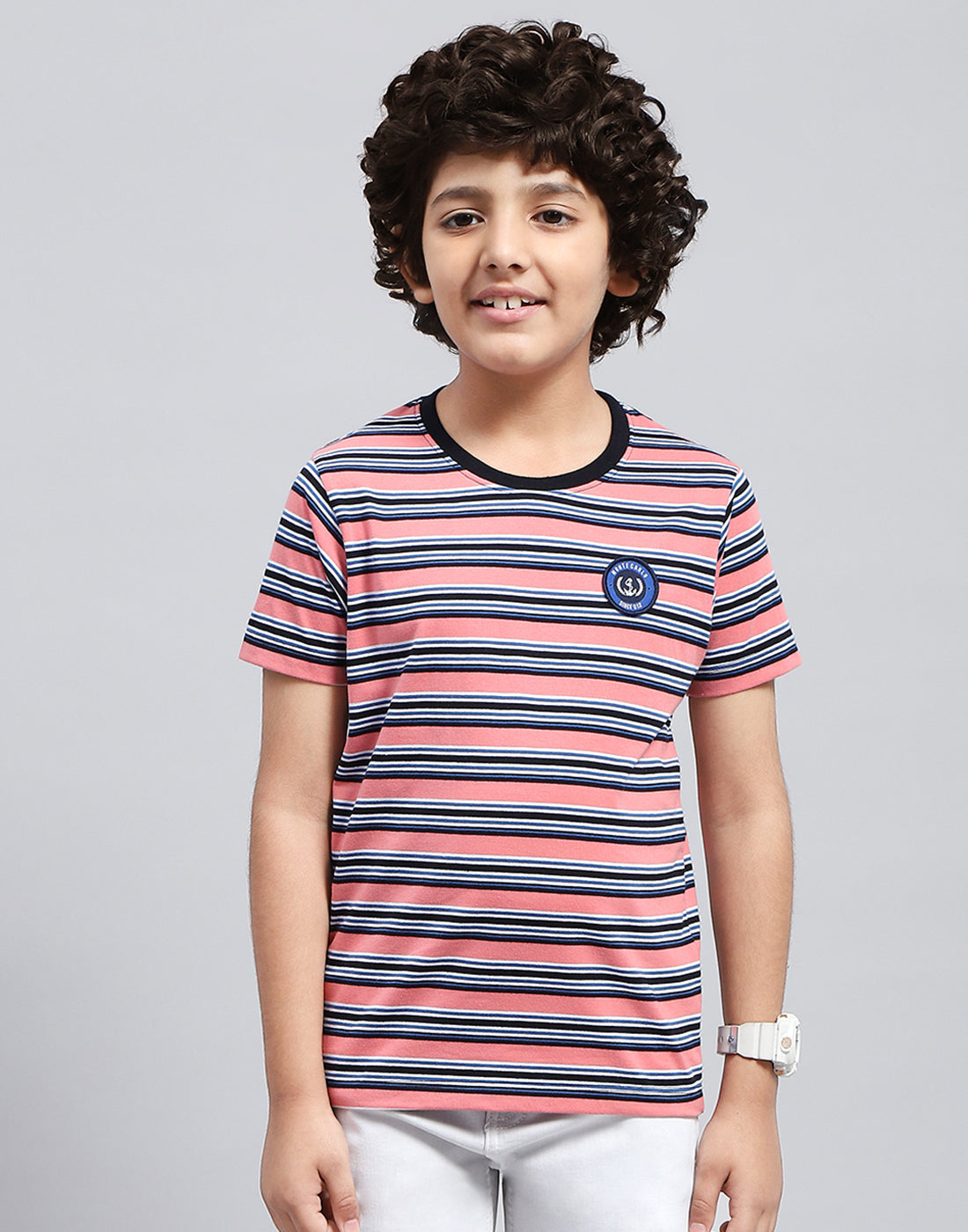 Boys Multicolor Stripe Round Neck Half Sleeve T-Shirt (Pack of 3)