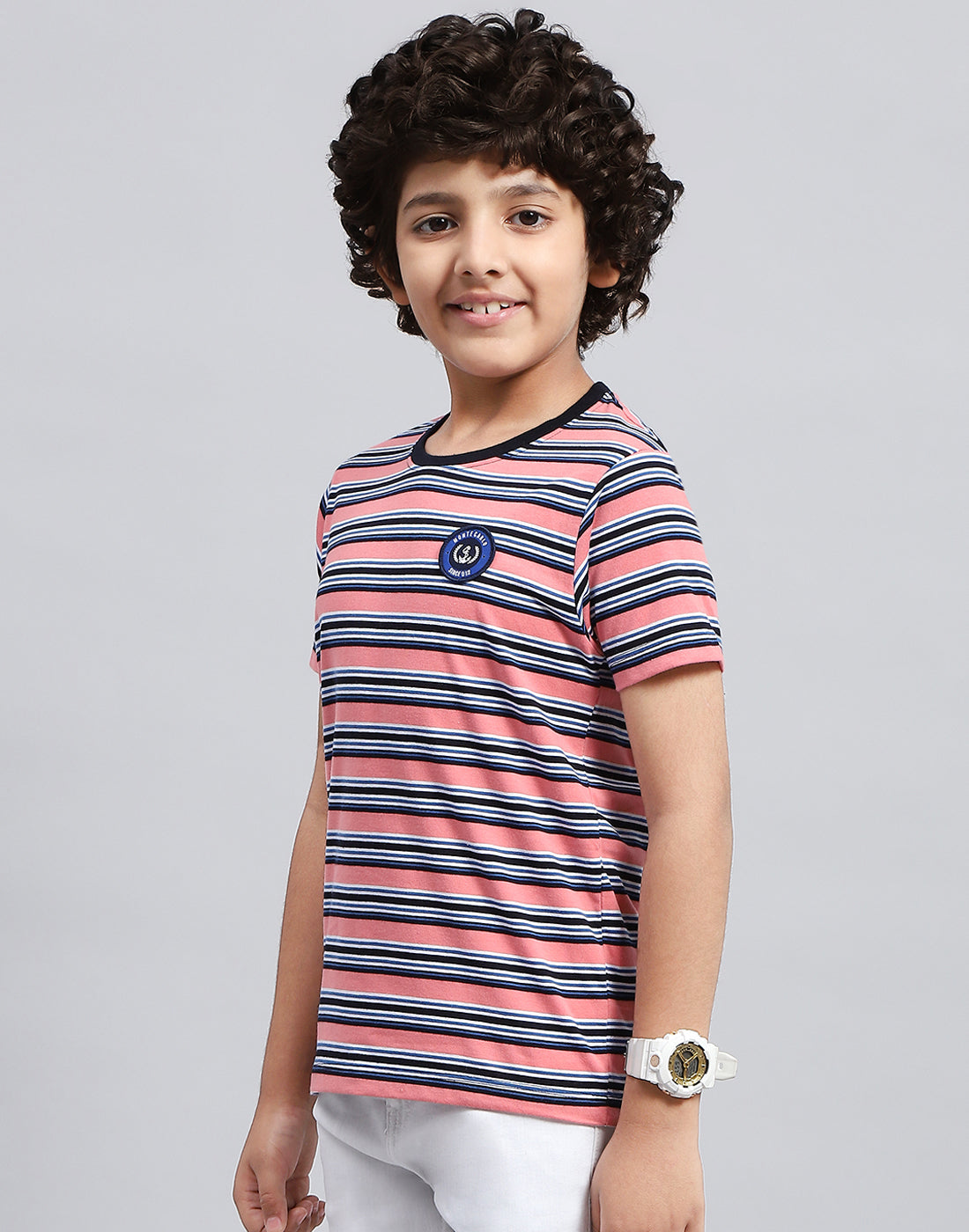 Boys Multicolor Stripe Round Neck Half Sleeve T-Shirt (Pack of 3)