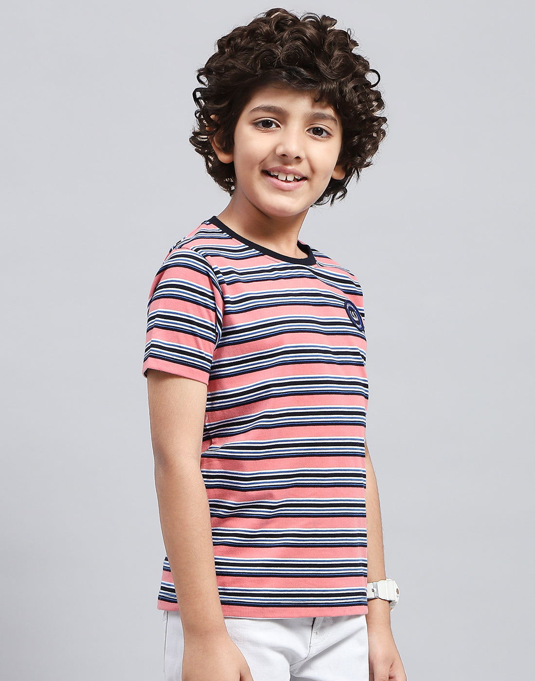 Boys Multicolor Stripe Round Neck Half Sleeve T-Shirt (Pack of 3)