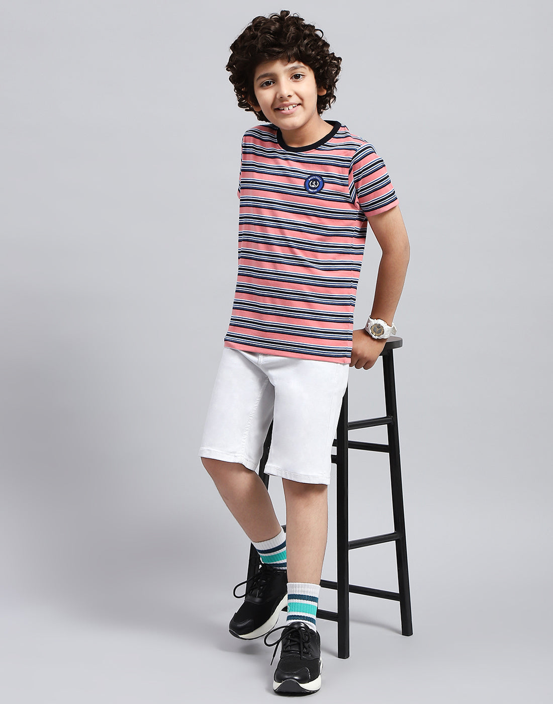 Boys Multicolor Stripe Round Neck Half Sleeve T-Shirt (Pack of 3)