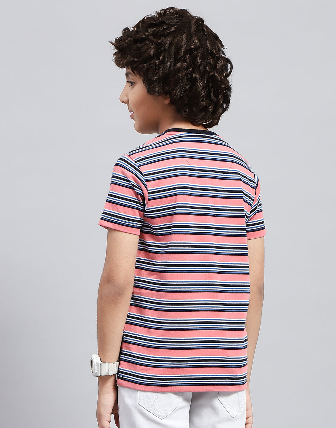 Boys Multicolor Stripe Round Neck Half Sleeve T-Shirt (Pack of 3)