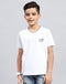 Boys White Solid V Neck Half Sleeve T-Shirt