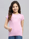 Girls Pink Printed Round Neck Half Sleeve Top