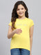 Girls Yellow Printed Round Neck Half Sleeve Top