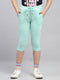 Girls Green Solid Regular Fit Capri