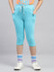 Girls Turquoise Blue Solid Regular Fit Capri