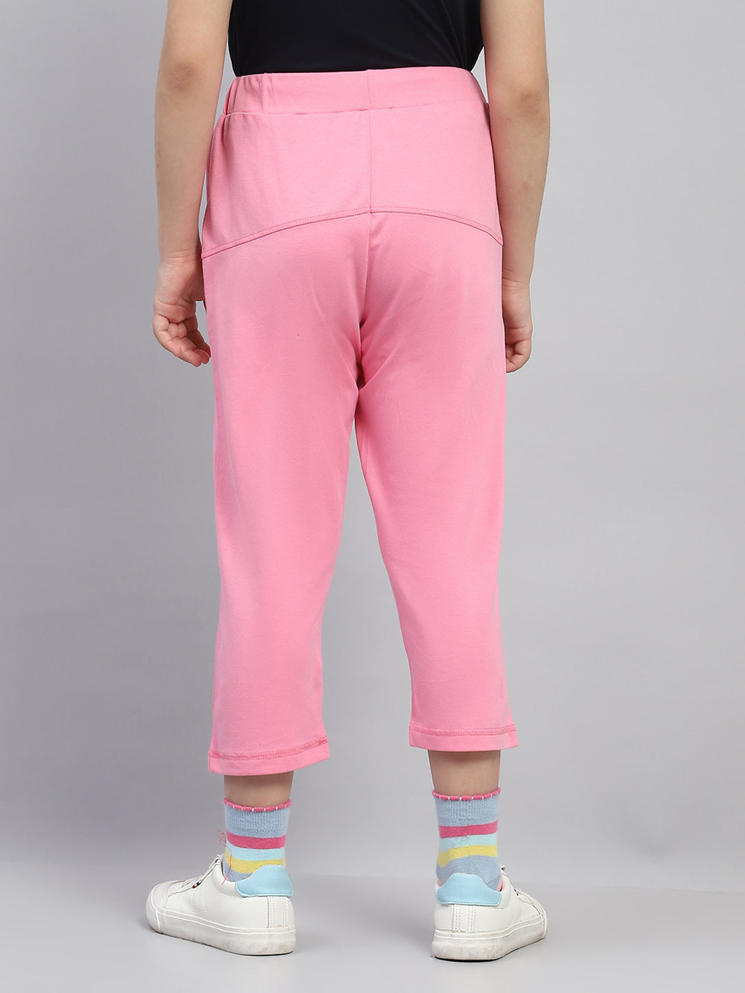 Girls Pink Solid Regular Fit Capri