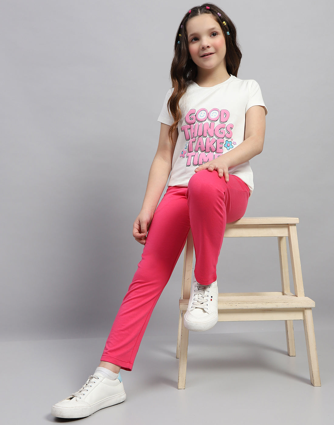 Girls Magenta Solid Regular Fit Lower