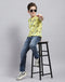 Boys Yellow Printed Round Neck Half Sleeve T-Shirt