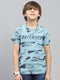 Boys Blue Printed Round Neck Half Sleeve T-Shirt