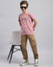 Boys Pink Printed Round Neck Half Sleeve T-Shirt