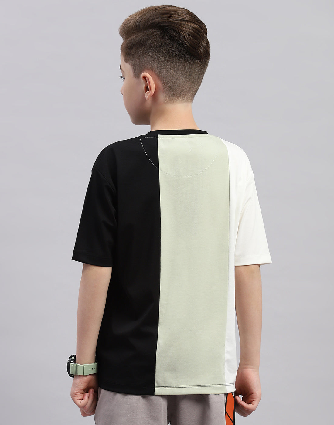 Boys Black Printed Round Neck Half Sleeve T-Shirt