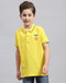 Boys Yellow Printed Polo Collar Half Sleeve T-Shirt